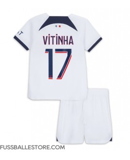Günstige Paris Saint-Germain Vitinha Ferreira #17 Auswärts Trikotsatzt Kinder 2023-24 Kurzarm (+ Kurze Hosen)